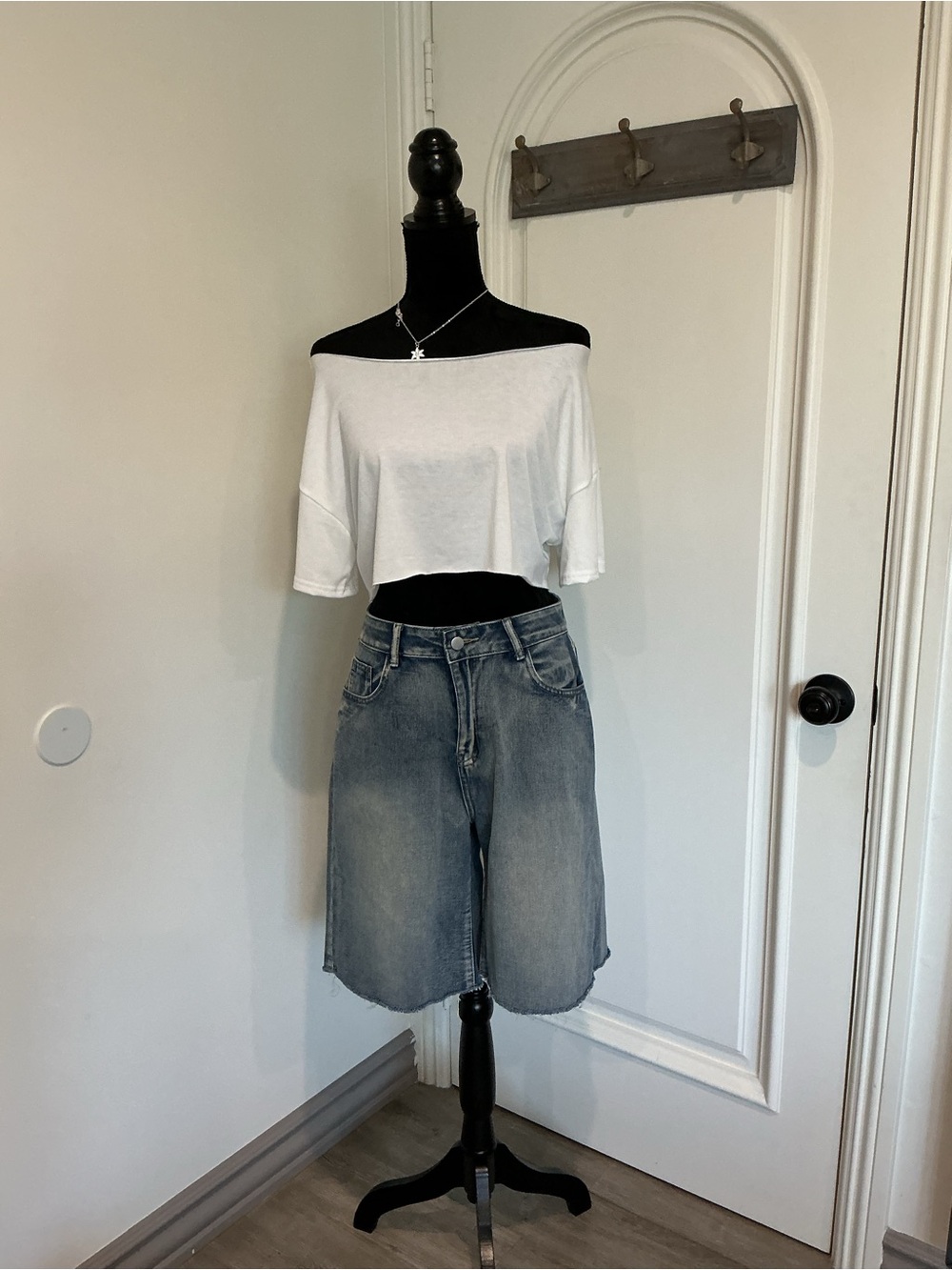 Unbranded High Waist Bermuda Shorts - Light Blue